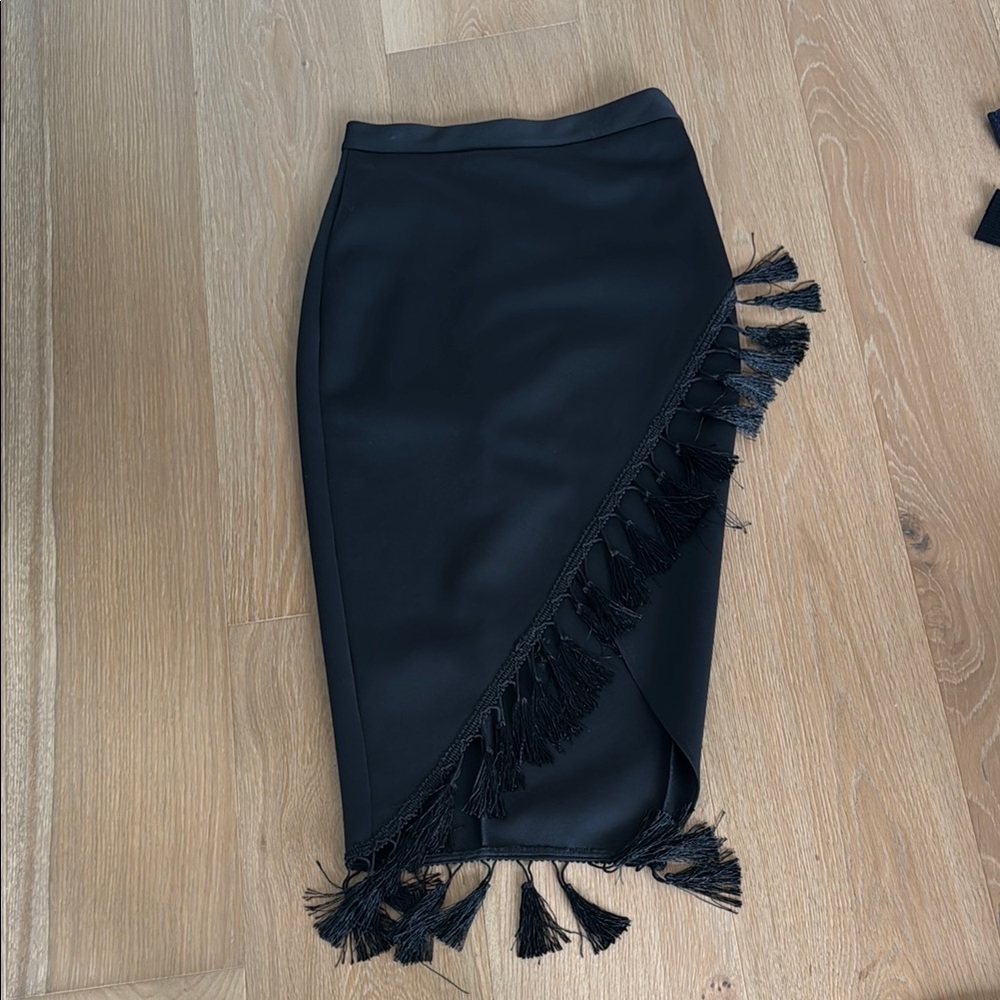 ASOS Black Midi Pencil Skirt Asymmetrical Wrap